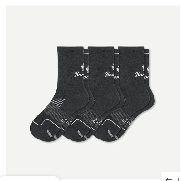 Bombas Women's Running Half Calf Sock 3-Pack Charcoal Grey NWT - Picture 1 of 6